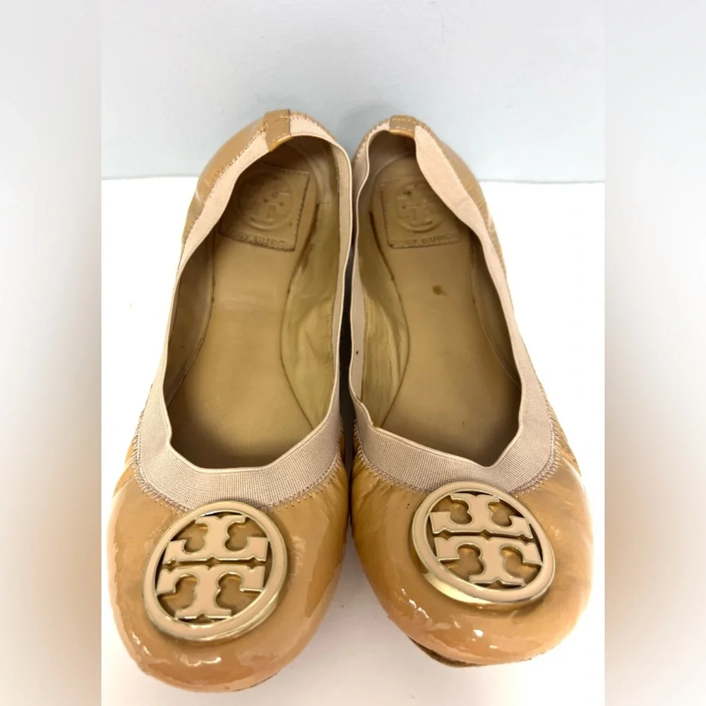 Tory Burch-Caroline Flats-Camel/Nude color,Size:8.5M, Pre- Owned, Fair condition